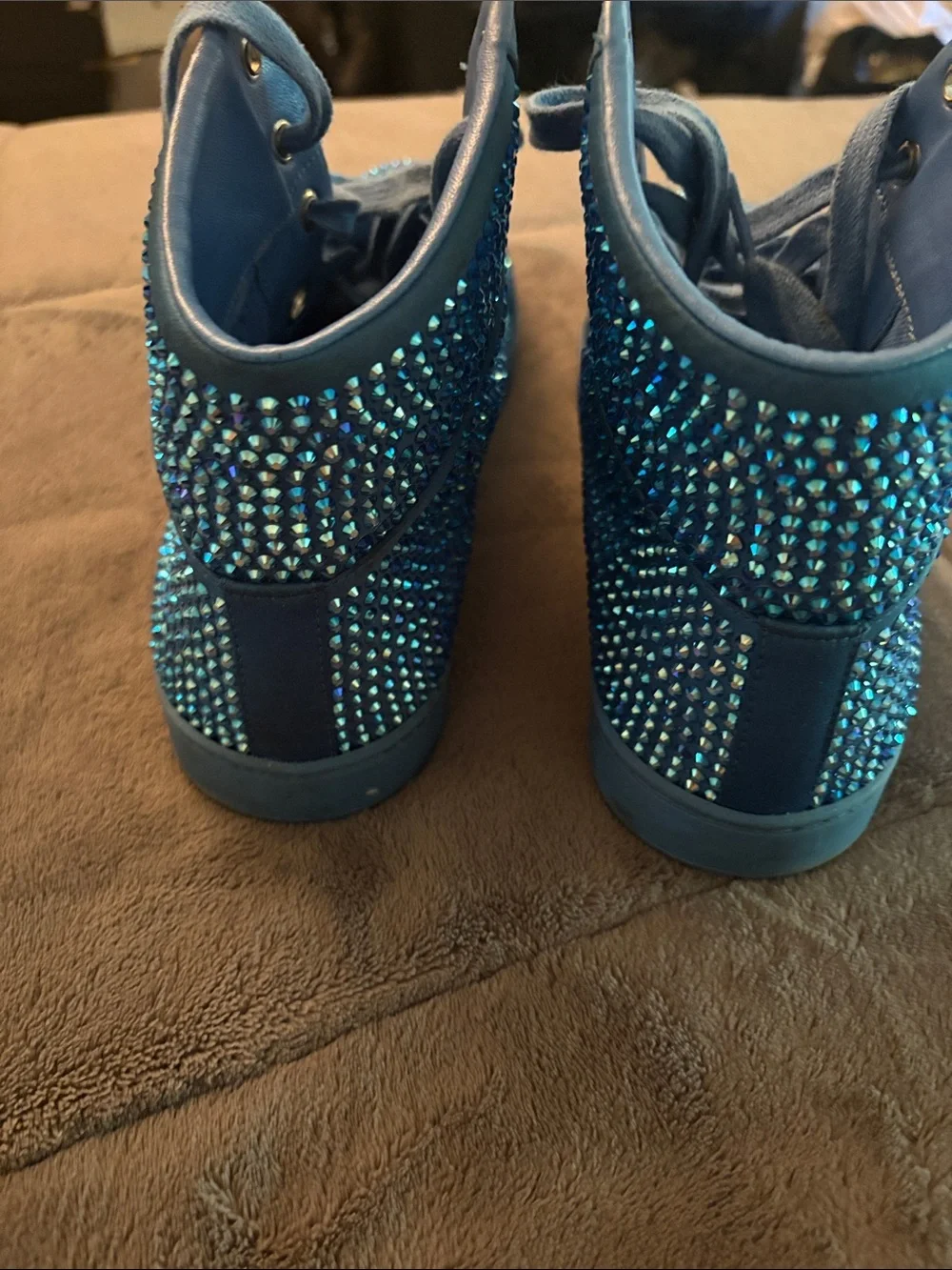 Authentic Gucci Coda Blue Crystal High-Top Sneakers